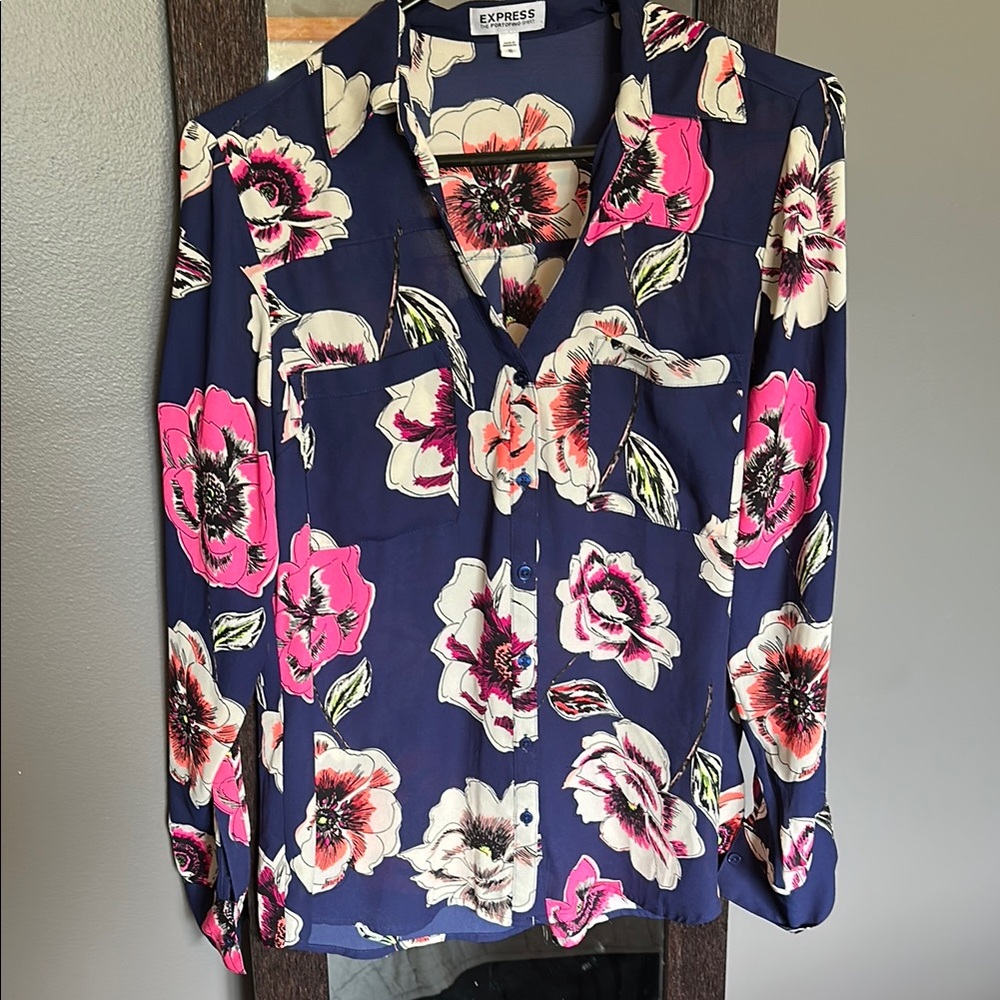 Express Floral Navy Portofino Shirt
